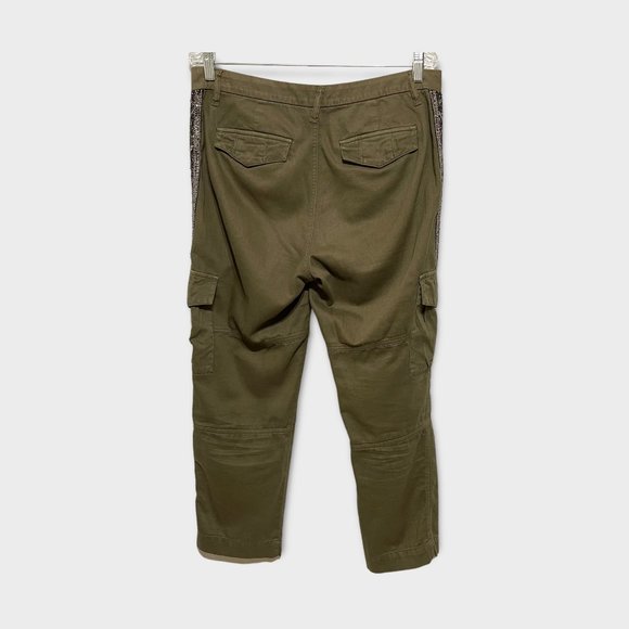 Joie Olive Green Beaded Side Detail Casual Cargo Pants - Picture 3 of 8